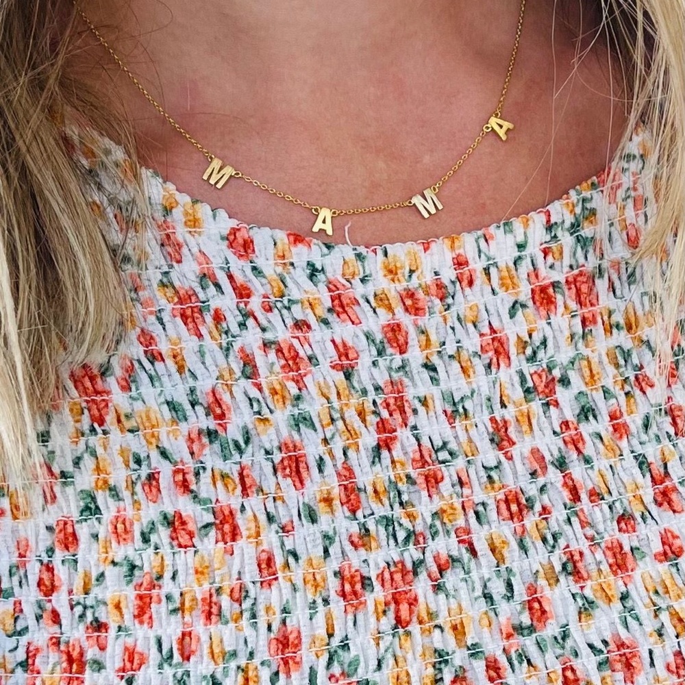 18k Gold dipped MAMA necklace.